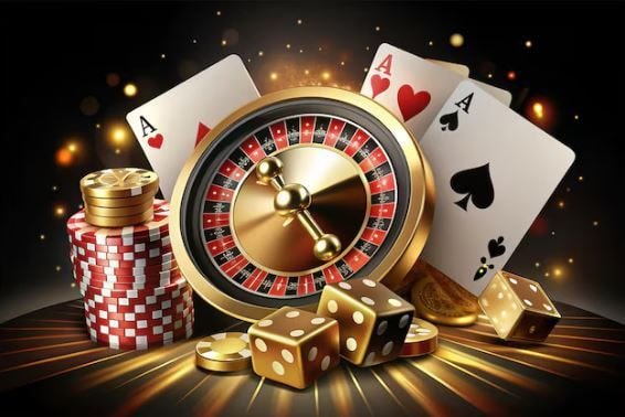 Dealer kasino langsung sedang memandu permainan kartu di studio mewah